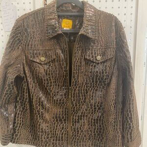 Ruby Rd. Brown Crocodile Pattern Jacket